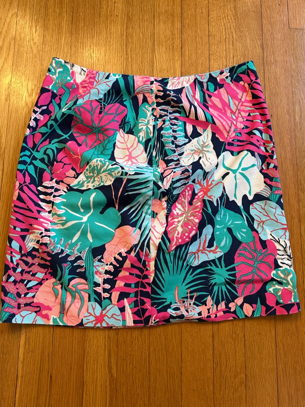Tropical Floral A-Line Women's Shorts - Navy, Pink & Teal